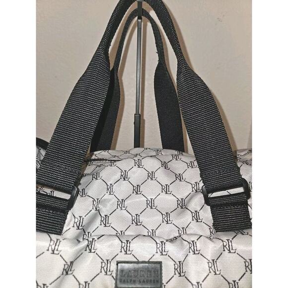 RALPH LAUREN Signature RL Logo Travel Duffle Weekend Carry On Bag Gray 16x14x5 - Picture 4 of 16